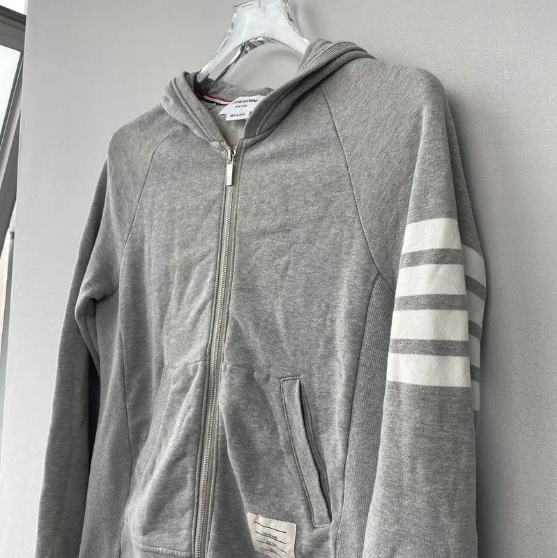 Thom Browne Thom Browne Gray Zip-Up Hoodie for Men 0089 Size US M / EU 48-50 / 2 - 3 Thumbnail
