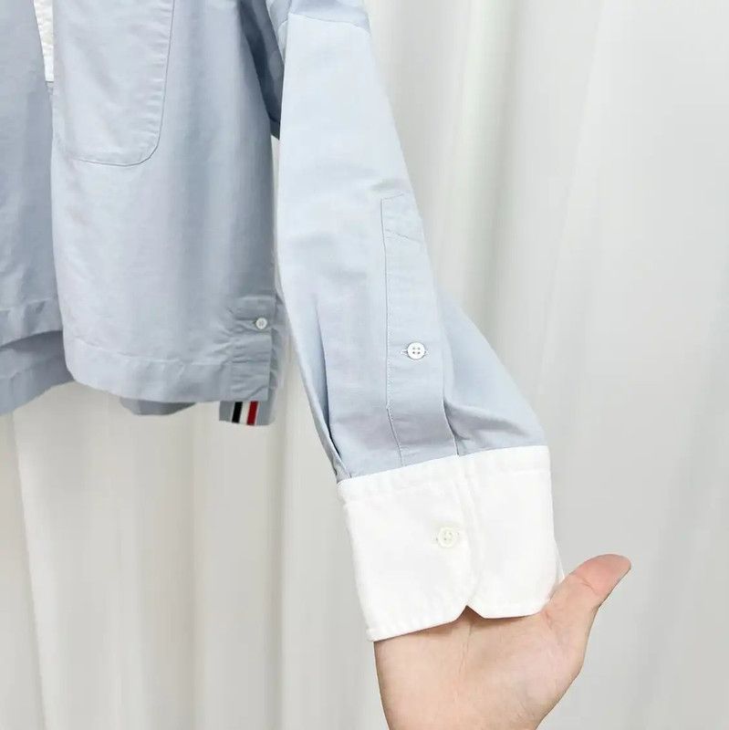 Thom Browne Thom Browne Light Blue Logo Long Sleeve Shirt 0089 Size US S / EU 44-46 / 1 - 4 Thumbnail