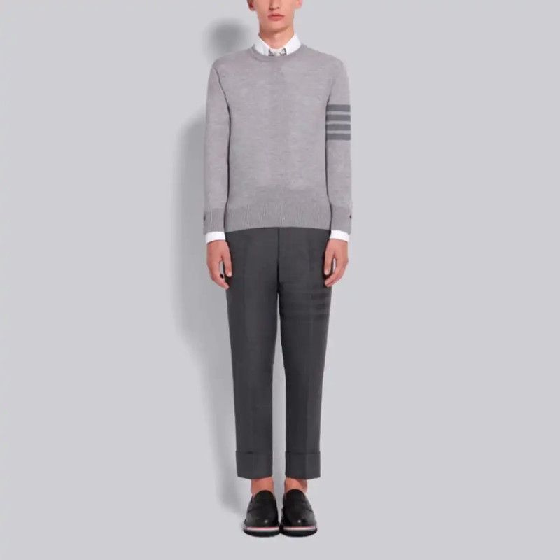 Thom Browne Thom Browne Gray Long Sleeve Pullover Sweater 0089 Size US L / EU 52-54 / 3 - 6 Thumbnail