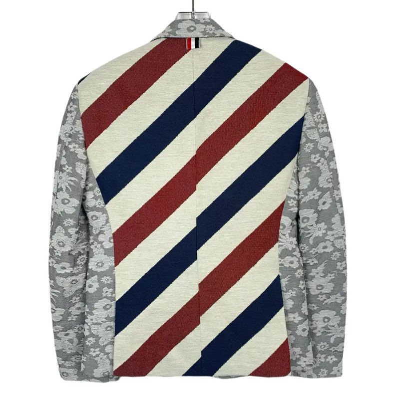 Thom Browne Thom Browne Gray Floral Stitched Blazer 0089 Size US S / EU 44-46 / 1 - 2 Thumbnail