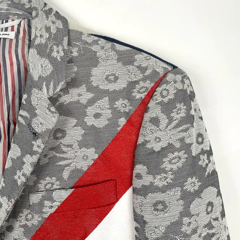 Thom Browne Thom Browne Gray Floral Stitched Blazer 0089 Size US S / EU 44-46 / 1 - 3 Thumbnail