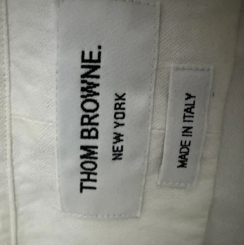 Thom Browne Thom Browne White Cotton Embroidered Logo Shirt 0089 Size US S / EU 44-46 / 1 - 3 Thumbnail
