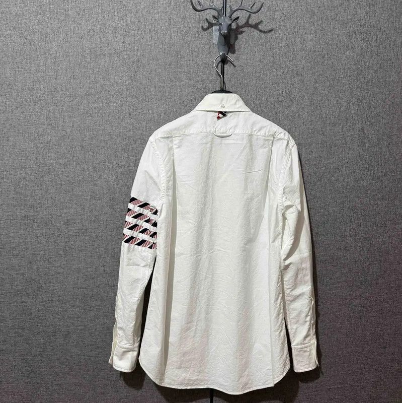 Thom Browne Thom Browne White Cotton Embroidered Logo Shirt 0089 Size US S / EU 44-46 / 1 - 2 Thumbnail