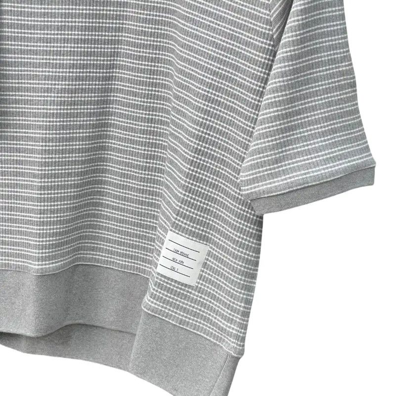Thom Browne Thom Browne Gray Striped Cotton Short Sleeve Tee 0089 Size US M / EU 48-50 / 2 - 4 Thumbnail