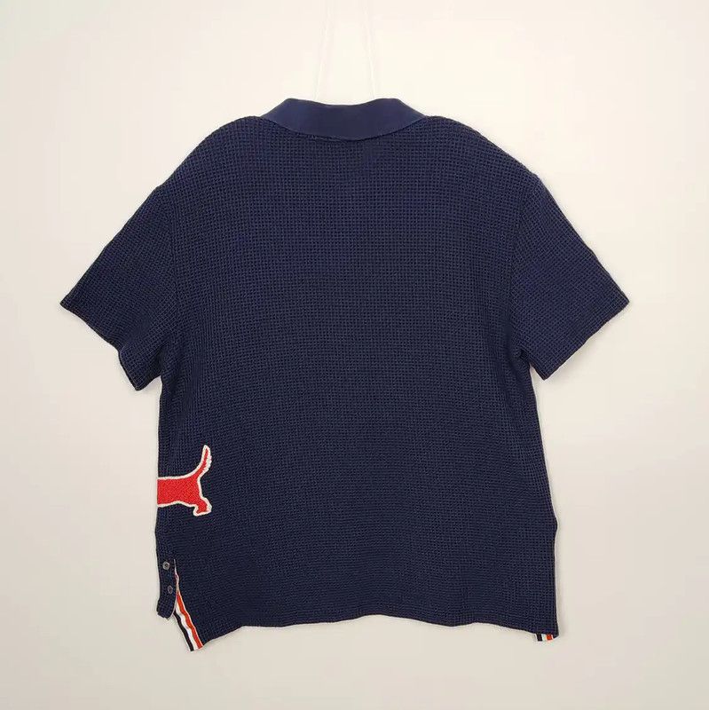 Thom Browne Thom Browne Navy Blue Cotton Polo Shirt 0089 Size US L / EU 52-54 / 3 - 2 Thumbnail