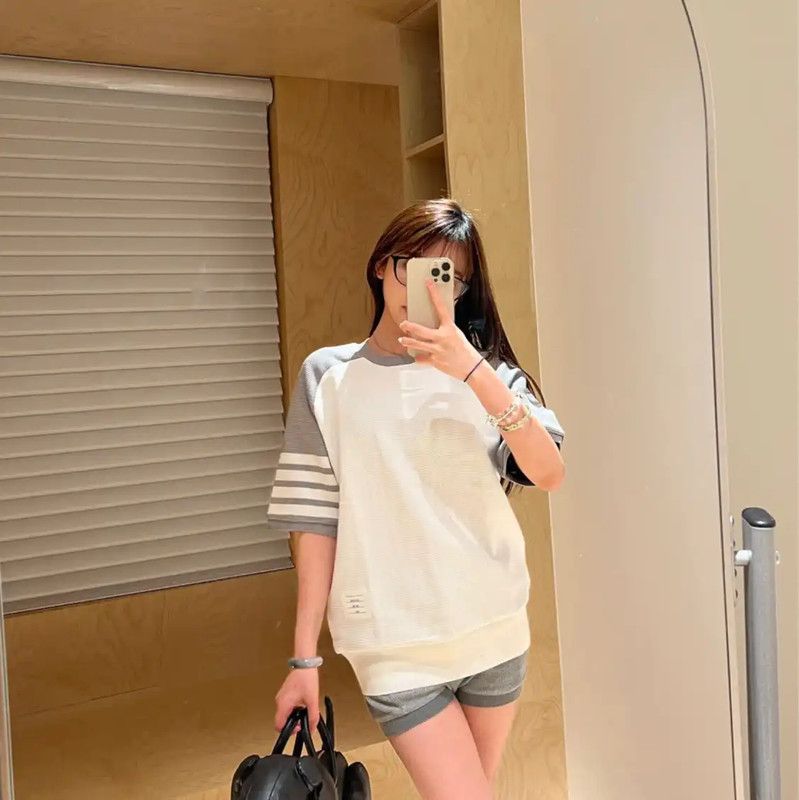 Thom Browne Thom Browne Men's Cotton T-Shirt in White 0089 Size US S / EU 44-46 / 1 - 7 Thumbnail