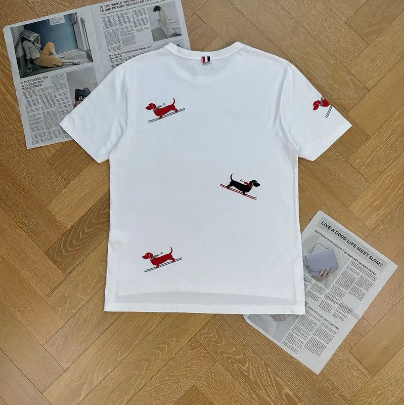 Thom Browne Thom Browne White Men's T-Shirt with Graphics 0089 Size US M / EU 48-50 / 2 - 2 Thumbnail