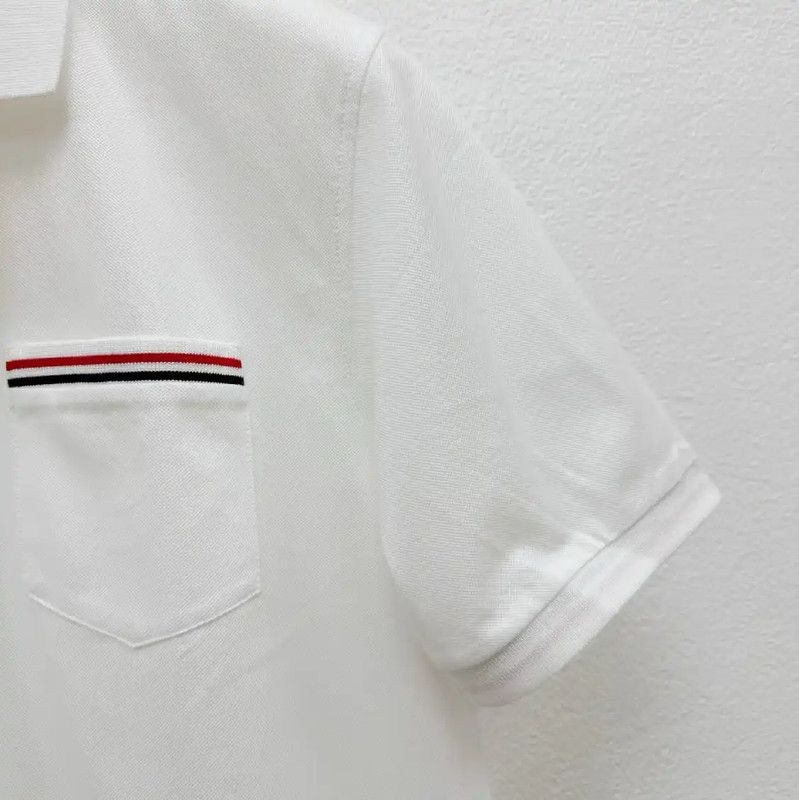 Thom Browne Thom Browne White Short Sleeve Polo Shirt 0089 Size US L / EU 52-54 / 3 - 3 Thumbnail