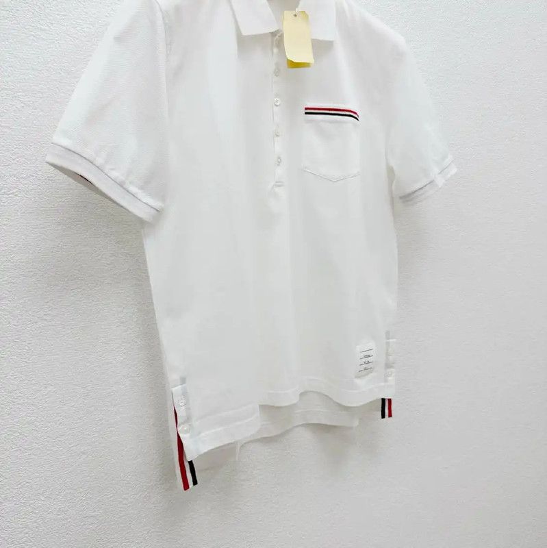 Thom Browne Thom Browne White Short Sleeve Polo Shirt 0089 Size US L / EU 52-54 / 3 - 2 Thumbnail