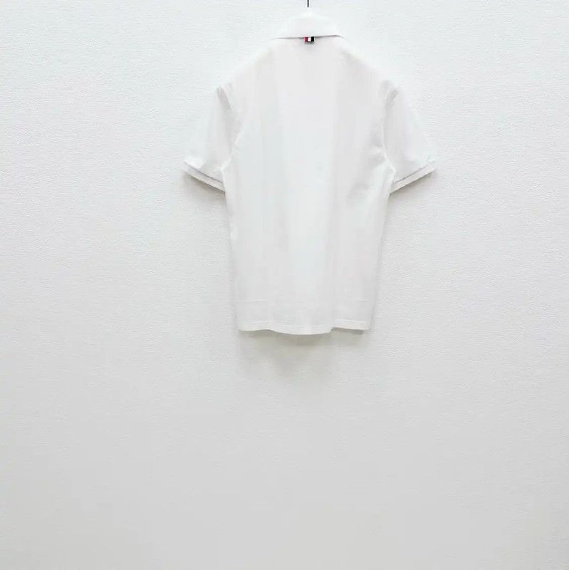 Thom Browne Thom Browne White Short Sleeve Polo Shirt 0089 Size US L / EU 52-54 / 3 - 4 Thumbnail