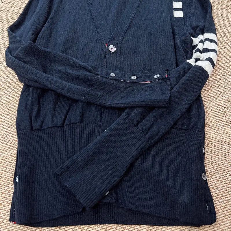 Thom Browne Thom Browne Navy Wool Cardigan for Men 0089 Size US L / EU 52-54 / 3 - 3 Thumbnail