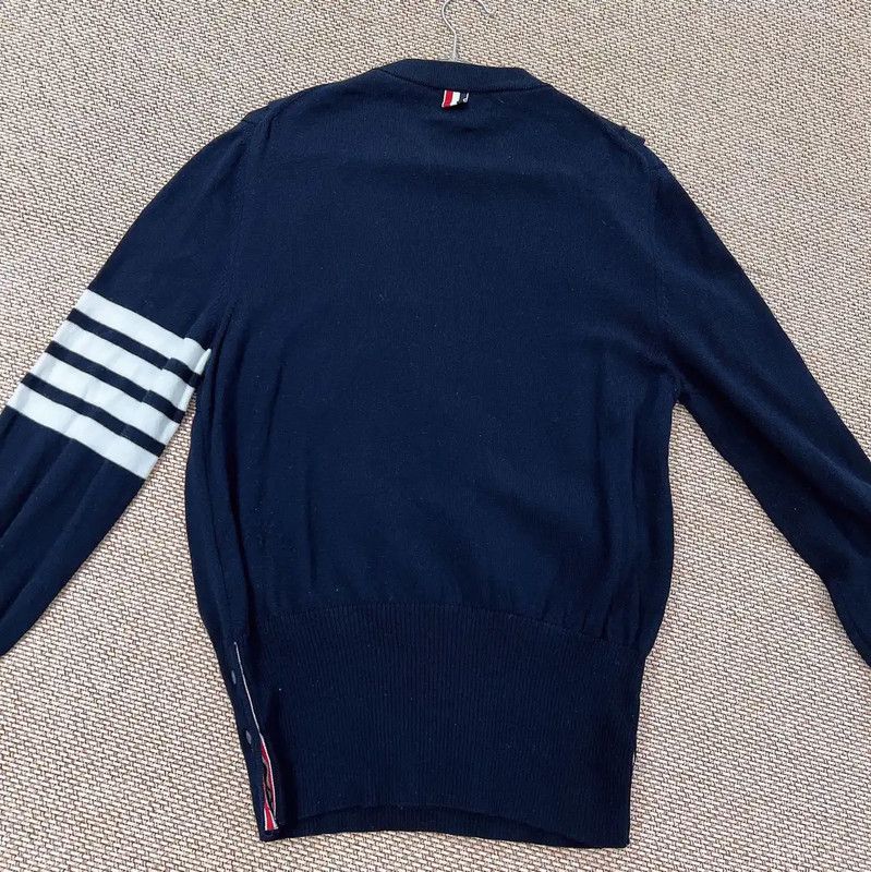 Thom Browne Thom Browne Navy Wool Cardigan for Men 0089 Size US L / EU 52-54 / 3 - 2 Thumbnail