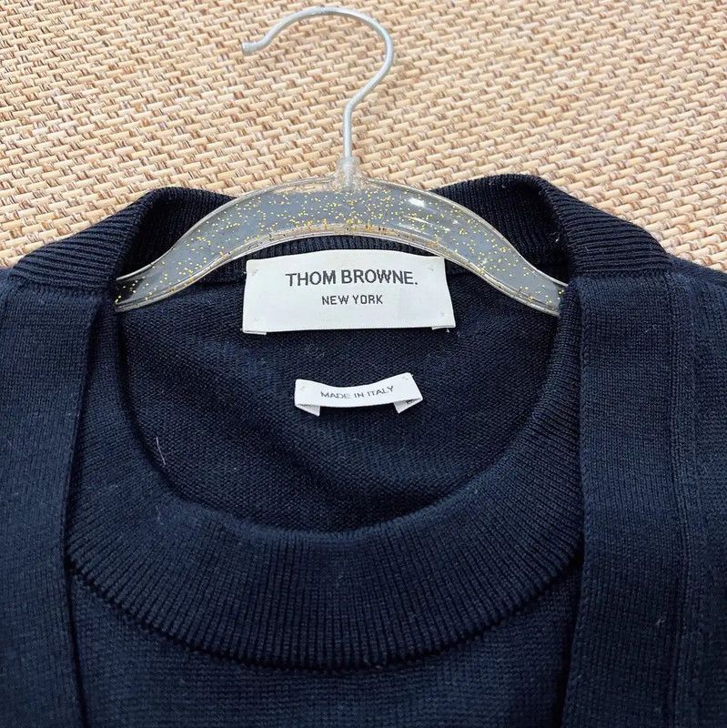 Thom Browne Thom Browne Navy Wool Cardigan for Men 0089 Size US L / EU 52-54 / 3 - 6 Thumbnail