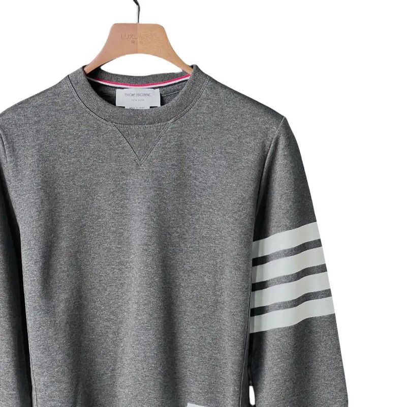 Thom Browne Thom Browne Gray Cotton Logo Long Sleeve Sweatshirt 0089 Size US L / EU 52-54 / 3 - 3 Thumbnail