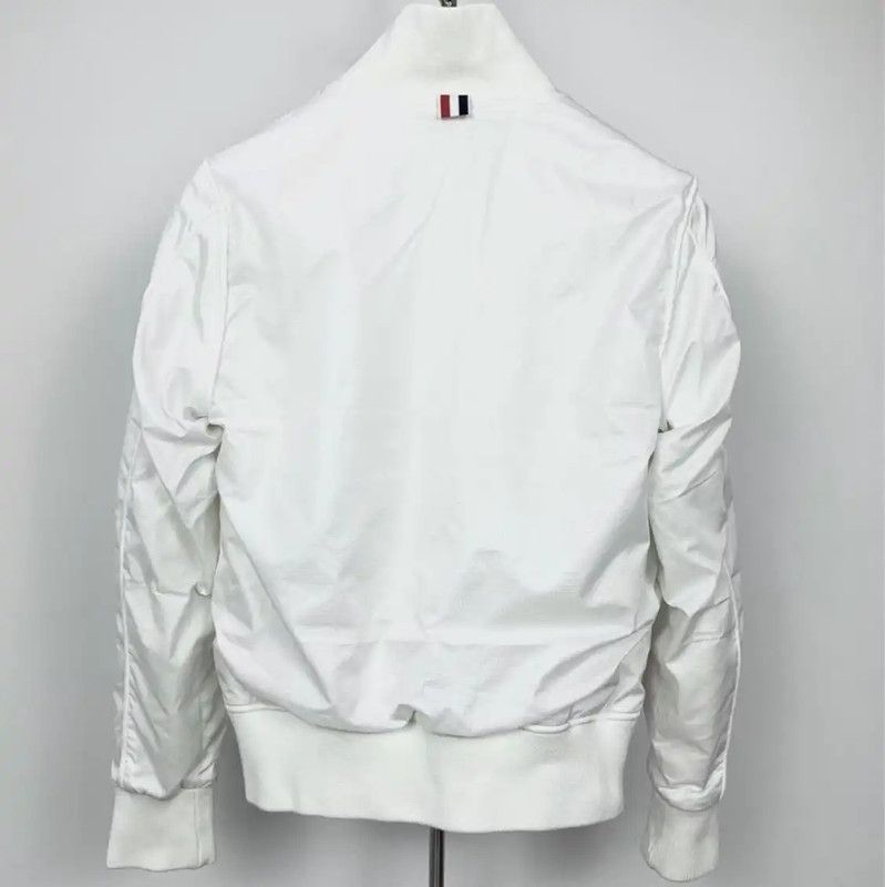 Thom Browne Thom Browne White Cotton Bomber Jacket 0089 Size US S / EU 44-46 / 1 - 2 Thumbnail