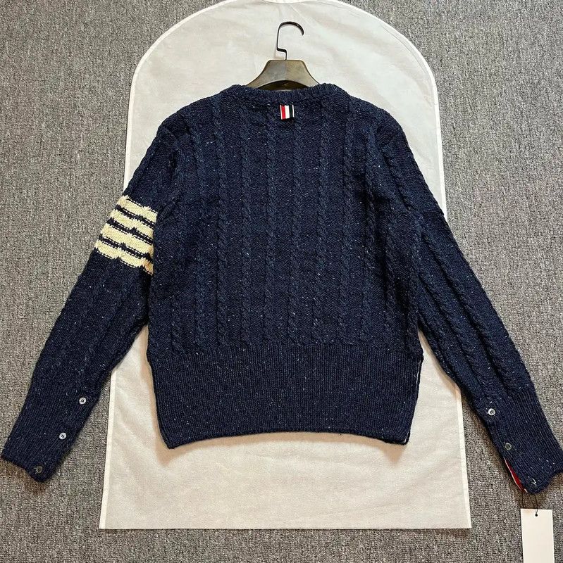 Thom Browne Thom Browne Navy Wool Crewneck Sweater for Men 0089 Size US XL / EU 56 / 4 - 2 Thumbnail