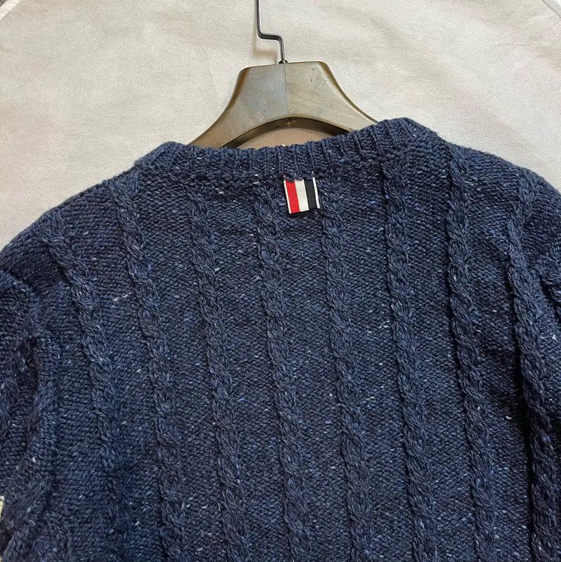 Thom Browne Thom Browne Navy Wool Crewneck Sweater for Men 0089 Size US XL / EU 56 / 4 - 4 Thumbnail