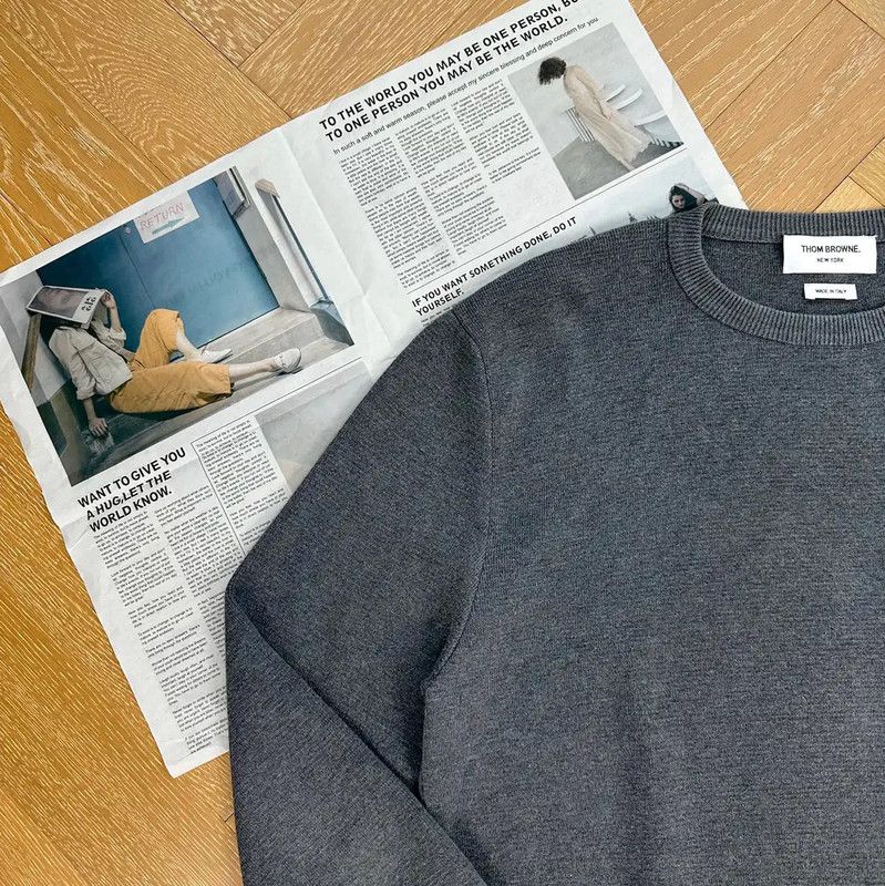 Thom Browne Thom Browne Gray Wool Men's Pullover 0089 Size US M / EU 48-50 / 2 - 6 Thumbnail