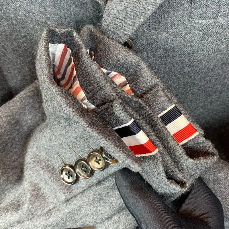 Thom Browne Thom Browne Gray Wool Printed Men's Jacket 0089 Size US M / EU 48-50 / 2 - 6 Thumbnail
