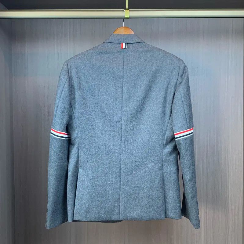 Thom Browne Thom Browne Gray Wool Printed Men's Jacket 0089 Size US M / EU 48-50 / 2 - 2 Thumbnail