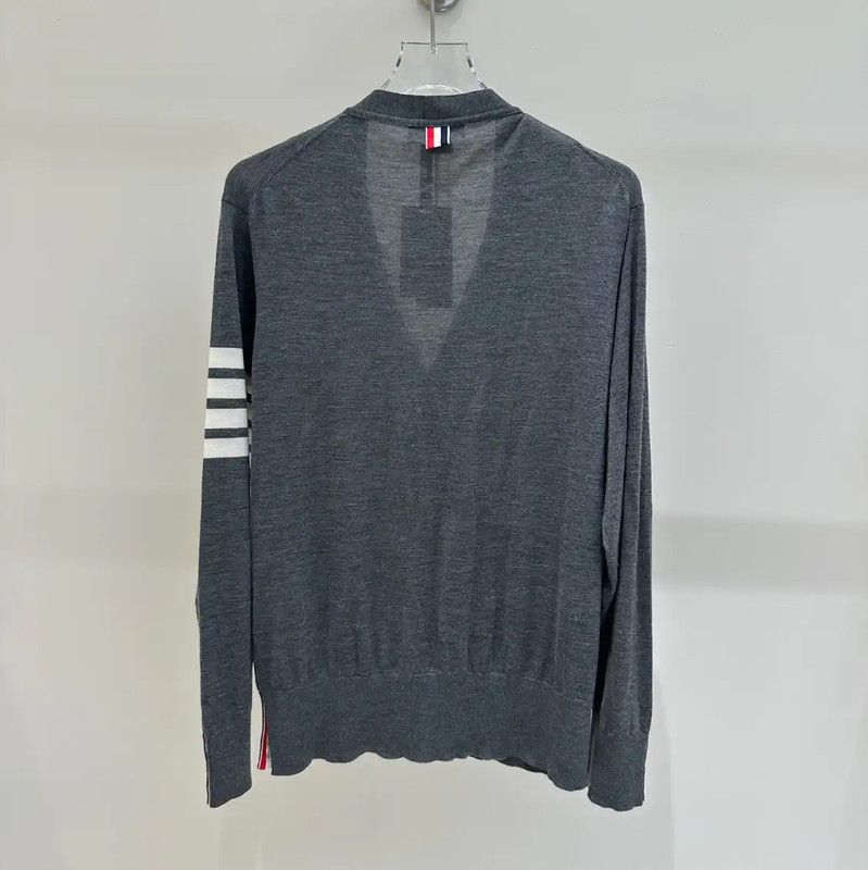Thom Browne Thom Browne Grey Wool Striped Long Sleeve Sweater 0089 Size US XXL / EU 58 / 5 - 4 Thumbnail