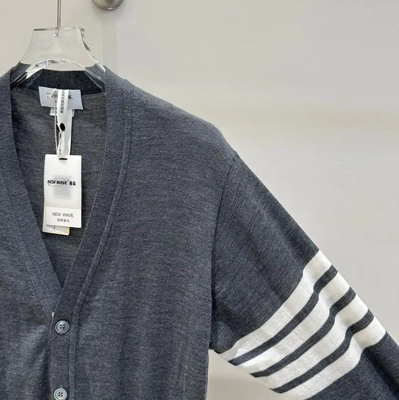 Thom Browne Thom Browne Grey Wool Striped Long Sleeve Sweater 0089 Size US XXL / EU 58 / 5 - 3 Thumbnail
