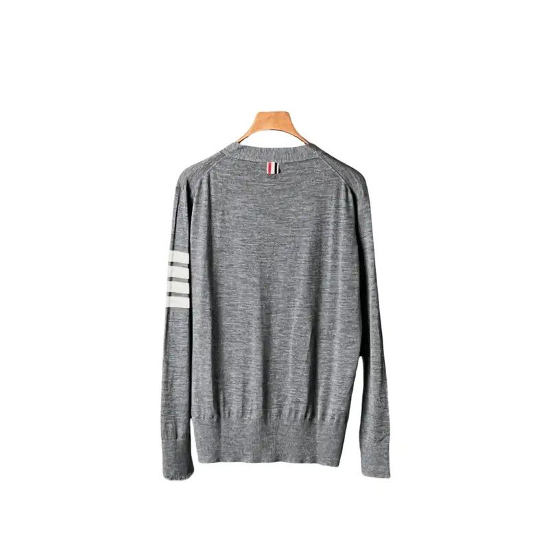 Thom Browne Thom Browne Gray Cotton Short Cardigan for Men 0089 Size US M / EU 48-50 / 2 - 2 Thumbnail