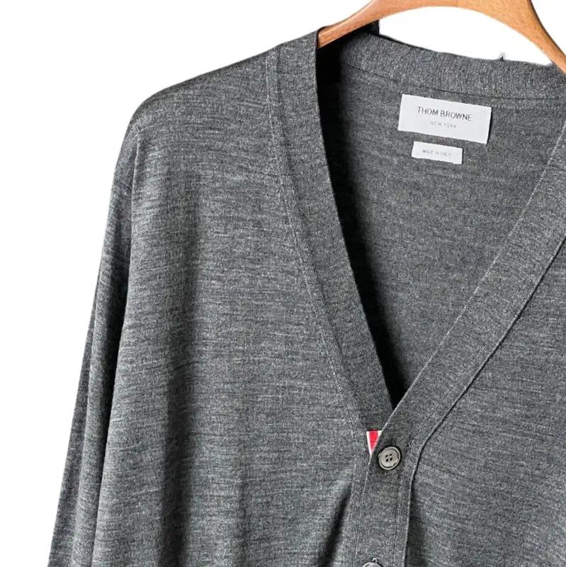Thom Browne Thom Browne Gray Cotton Short Cardigan for Men 0089 Size US M / EU 48-50 / 2 - 5 Thumbnail