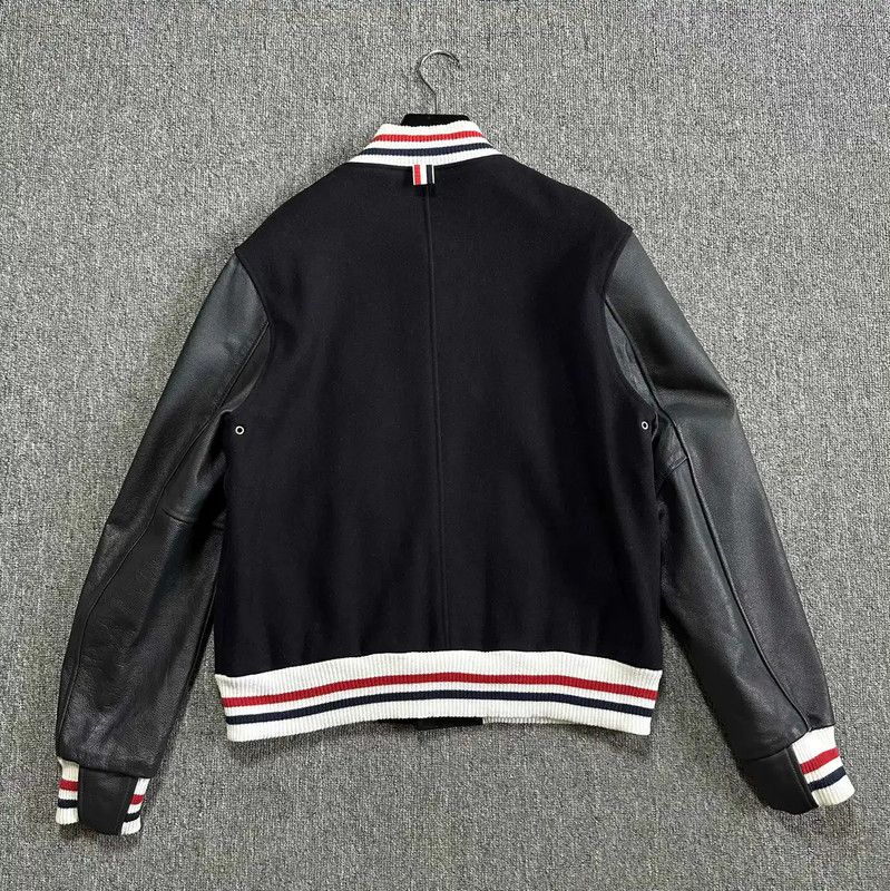 Thom Browne Thom Browne Black Leather Jacket for Men 0089 Size US XL / EU 56 / 4 - 4 Thumbnail