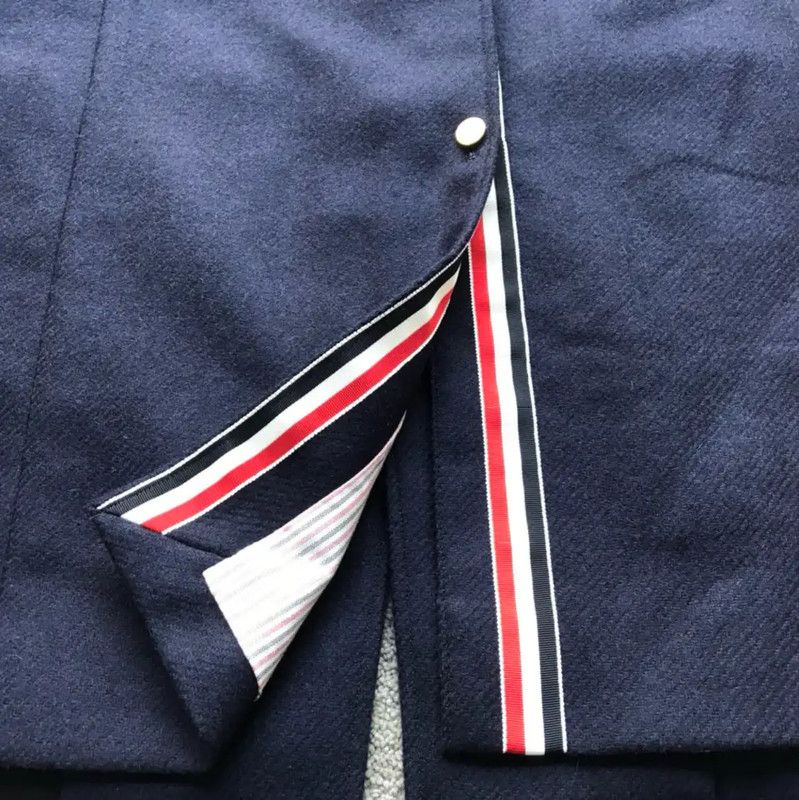 Thom Browne Thom Browne Navy Wool Logo Overcoat 0089 Size US XS / EU 42 / 0 - 6 Thumbnail