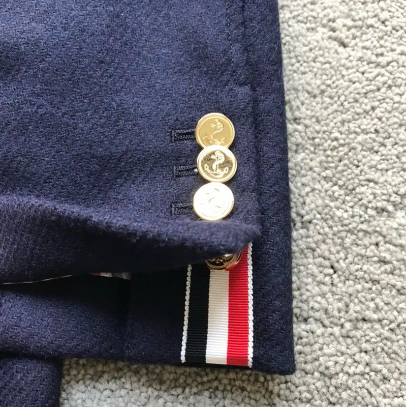 Thom Browne Thom Browne Navy Wool Logo Overcoat 0089 Size US XS / EU 42 / 0 - 3 Thumbnail