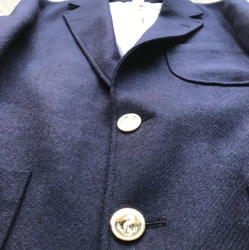 Thom Browne Thom Browne Navy Wool Logo Overcoat 0089 Size US XS / EU 42 / 0 - 4 Thumbnail