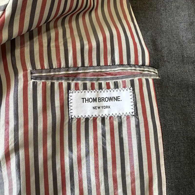 Thom Browne Thom Browne Gray Wool Embroidered Long Sleeve Coat 0089 Size US XL / EU 56 / 4 - 5 Thumbnail