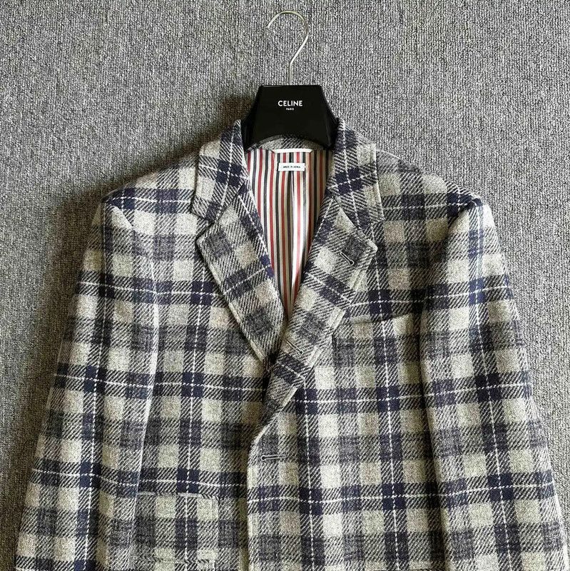 Thom Browne Thom Browne Check Wool Overcoat for Men 0089 Size US XL / EU 56 / 4 - 2 Thumbnail
