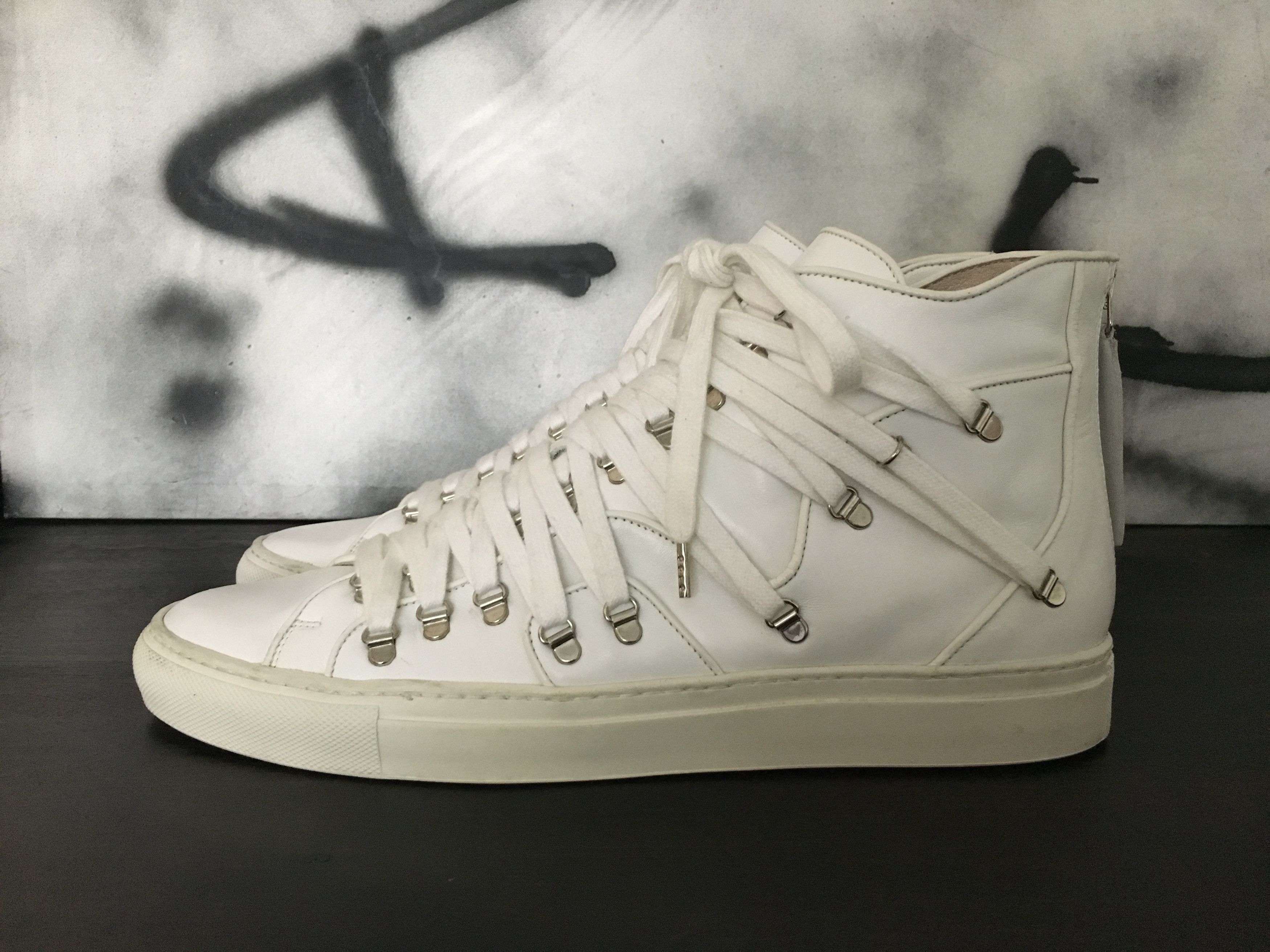 Raf Simons Raf Simons S/S2011 White Leather Multi Lace High-Top