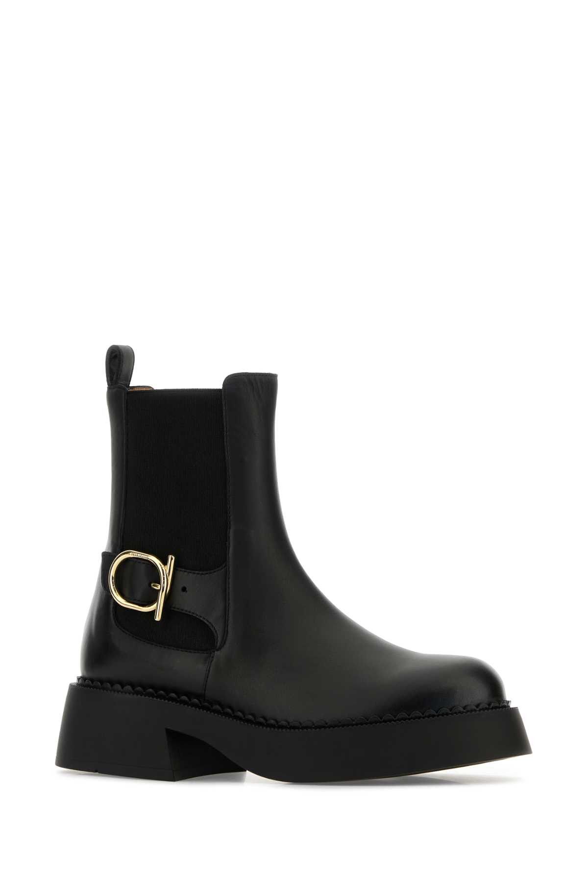 Salvatore Ferragamo Black Leather Tia Ankle Boots Size US 9.5 / IT 39.5 - 2 Thumbnail