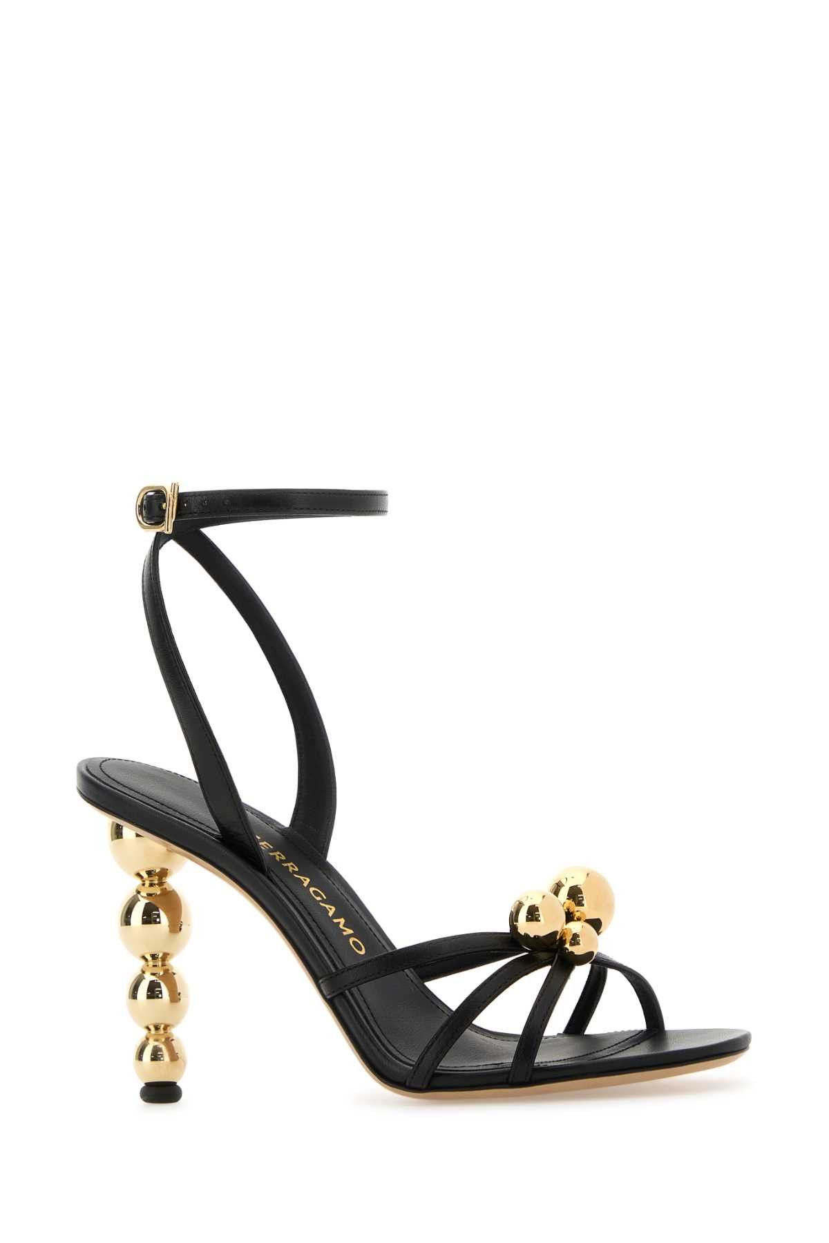 Salvatore Ferragamo Black Leather Karina Sandals Size US 5.5 / IT 35.5 - 2 Thumbnail