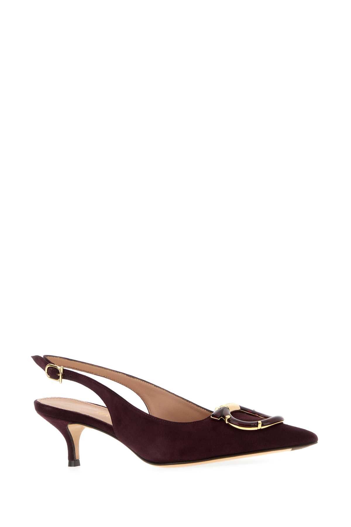 Salvatore Ferragamo Aubergine Suede Sara 40 Pumps Size US 5.5 / IT 35.5 - 2 Thumbnail