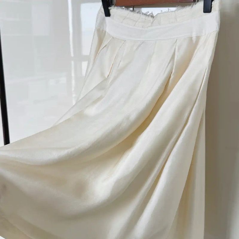 Comme des Garcons COMME des GARÇONS Cream Silk Midi Skirt 0089 Size 23" - 6 Thumbnail
