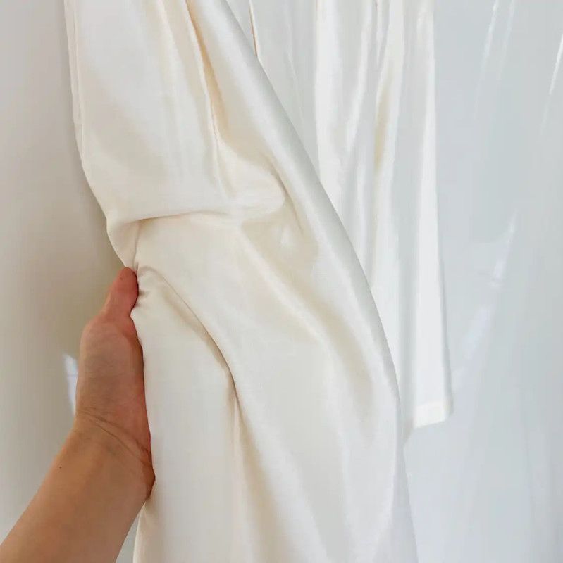 Comme des Garcons COMME des GARÇONS Cream Silk Midi Skirt 0089 Size 23" - 7 Thumbnail