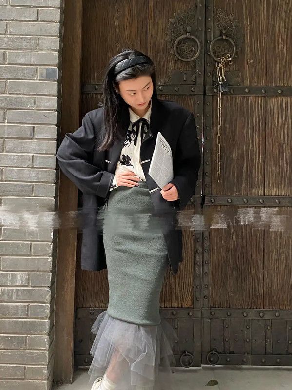 Comme des Garcons COMME des GARÇONS Grey Wool Flared Midi Skirt 0089 Size 23" - 9 Thumbnail