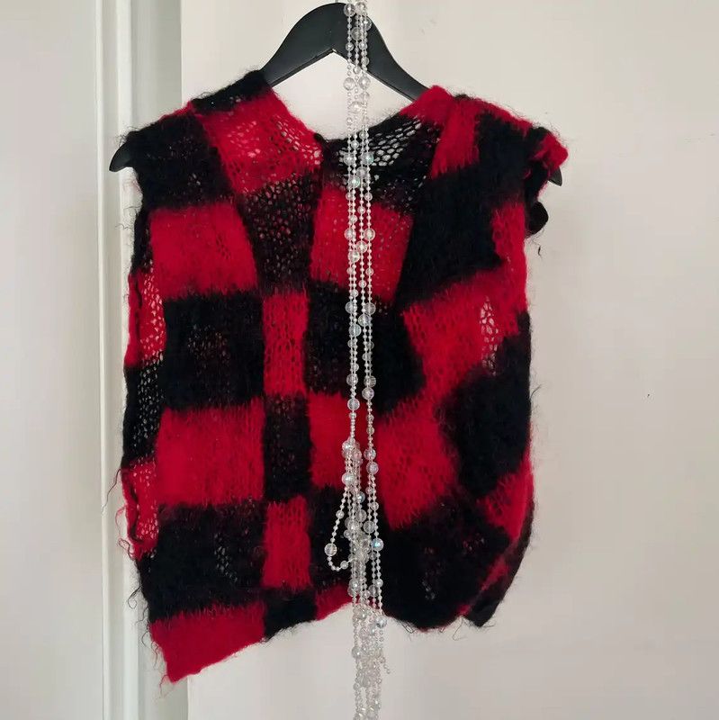 Comme des Garcons COMME des GARÇONS Red and Black Knit Top 0089 Size M / US 6-8 / IT 42-44 - 6 Thumbnail