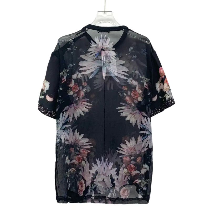 Givenchy Givenchy Black Silk Floral T-Shirt 0089 Size XL / US 12-14 / IT 48-50 - 2 Thumbnail