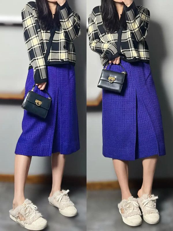 Givenchy Givenchy Purple Wool Blend Midi Skirt 0089 Size 26" / US 2 / IT 38 - 4 Thumbnail