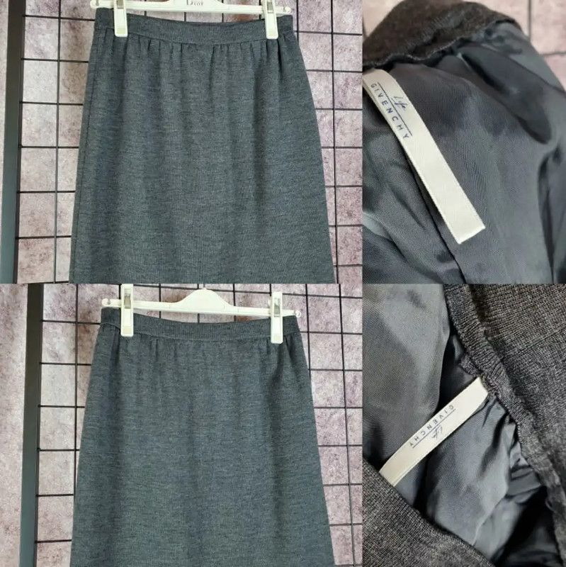 Givenchy Givenchy Gray Wool Midi Skirt for Women 0089 Size 23" - 2 Thumbnail