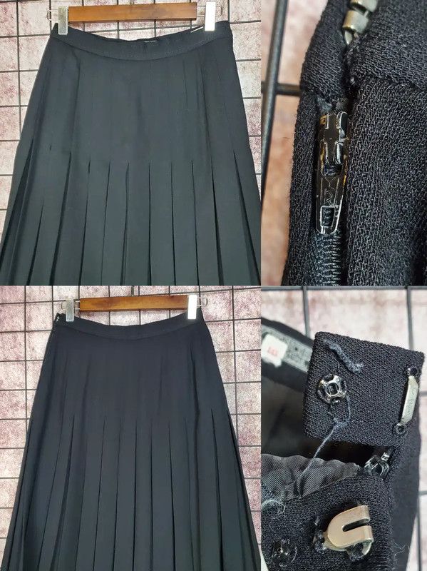 Givenchy Givenchy Black Pleated Midi Skirt for Women 0089 Size 23" - 3 Thumbnail