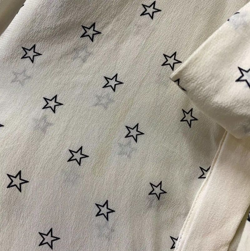 Givenchy Givenchy Beige Star Print Blouse with Bow 0089 Size ONE SIZE - 5 Thumbnail
