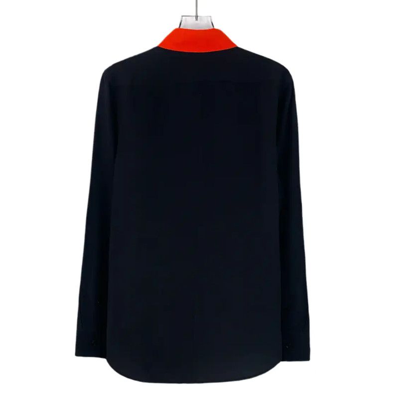 Givenchy Givenchy Black Silk Shirt with Red Collar 0089 Size XXS / US 00 / IT 34 - 2 Thumbnail