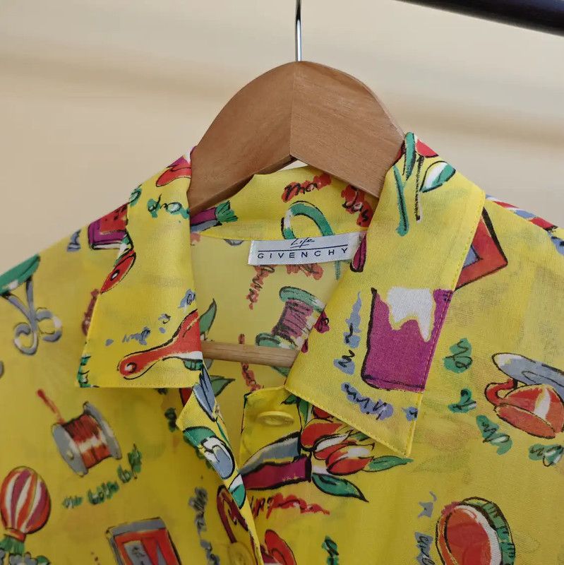 Givenchy Givenchy Yellow Cotton Long Sleeve Shirt 0089 Size L / US 10 / IT 46 - 4 Thumbnail