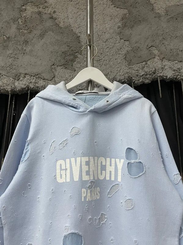 Givenchy Givenchy Light Blue Cotton Long Sleeve Hoodie 0089 Size XS / US 0-2 / IT 36-38 - 3 Thumbnail